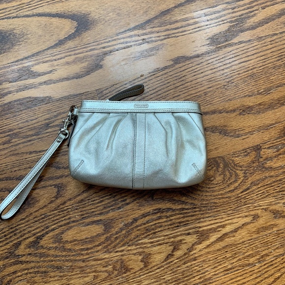 Coach gold leather wristlet - Picture 1 of 5